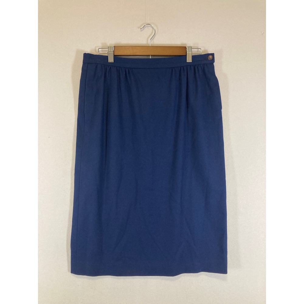 Vintage Pendleton Womens Size 14 Navy 100% Virgin Wool Lined Pencil Skirt USA